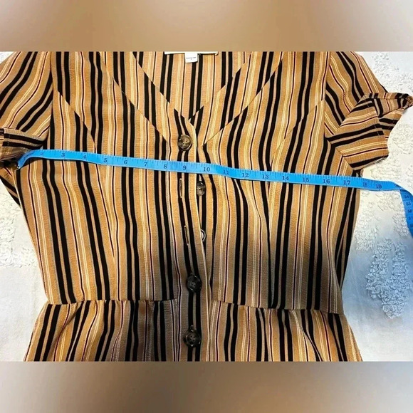 Hiatus Striped Jumpsuit Rayon Button Up Short Sleeve - Picture 3 of 6